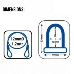 Antivol Vélo Combiné U Et Cable à Clefs - Oxford -Vélo Équipement Magasin antivol velo combine u et cable a clefs oxford full 3